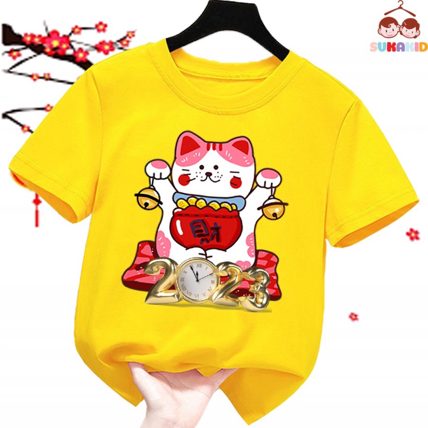 Gía sỉ Áo thun tết hình con hổ mặt quần xanh đội đầu lân ,áo cho bé từ 6kg-30kg.AT07.
