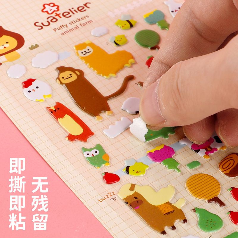 Set 1 Tấm nhiều hình Sticker 3D Nổi Cô Gái Hoạt Hình Cho Bé