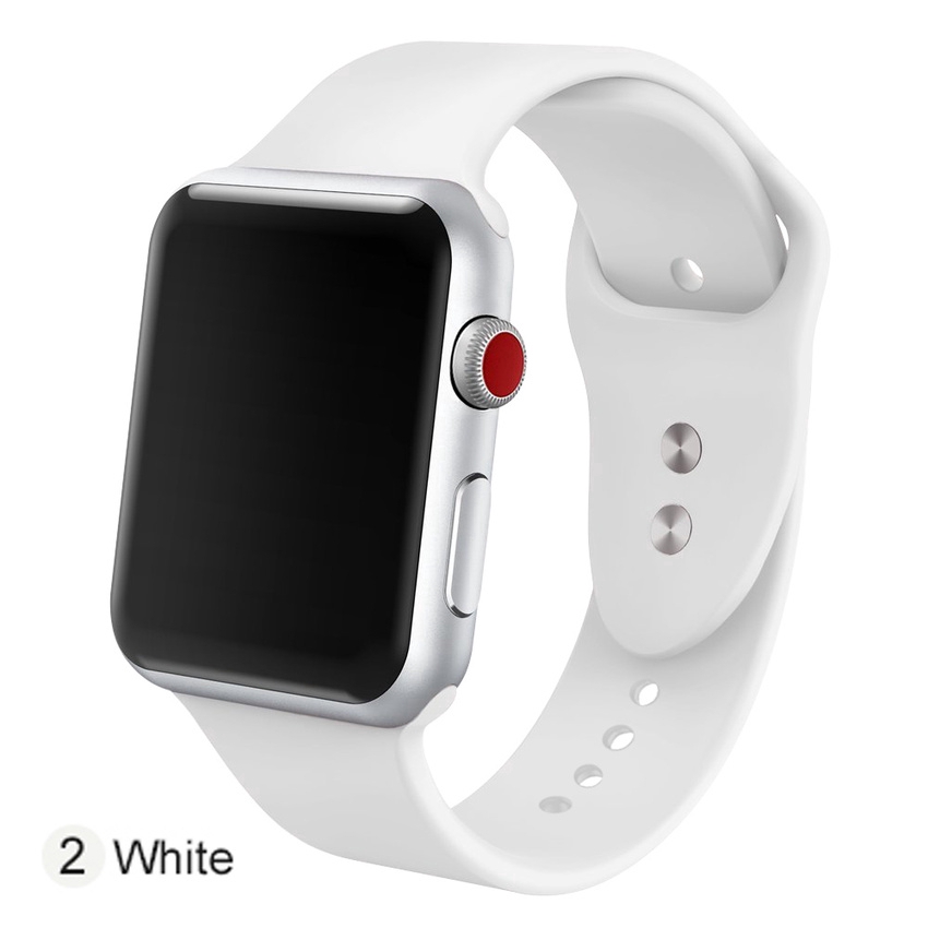 Dây đeo silicone mềm màu trơn thay thế cho Apple Watch 1 2 3 4 cỡ 38-44mm