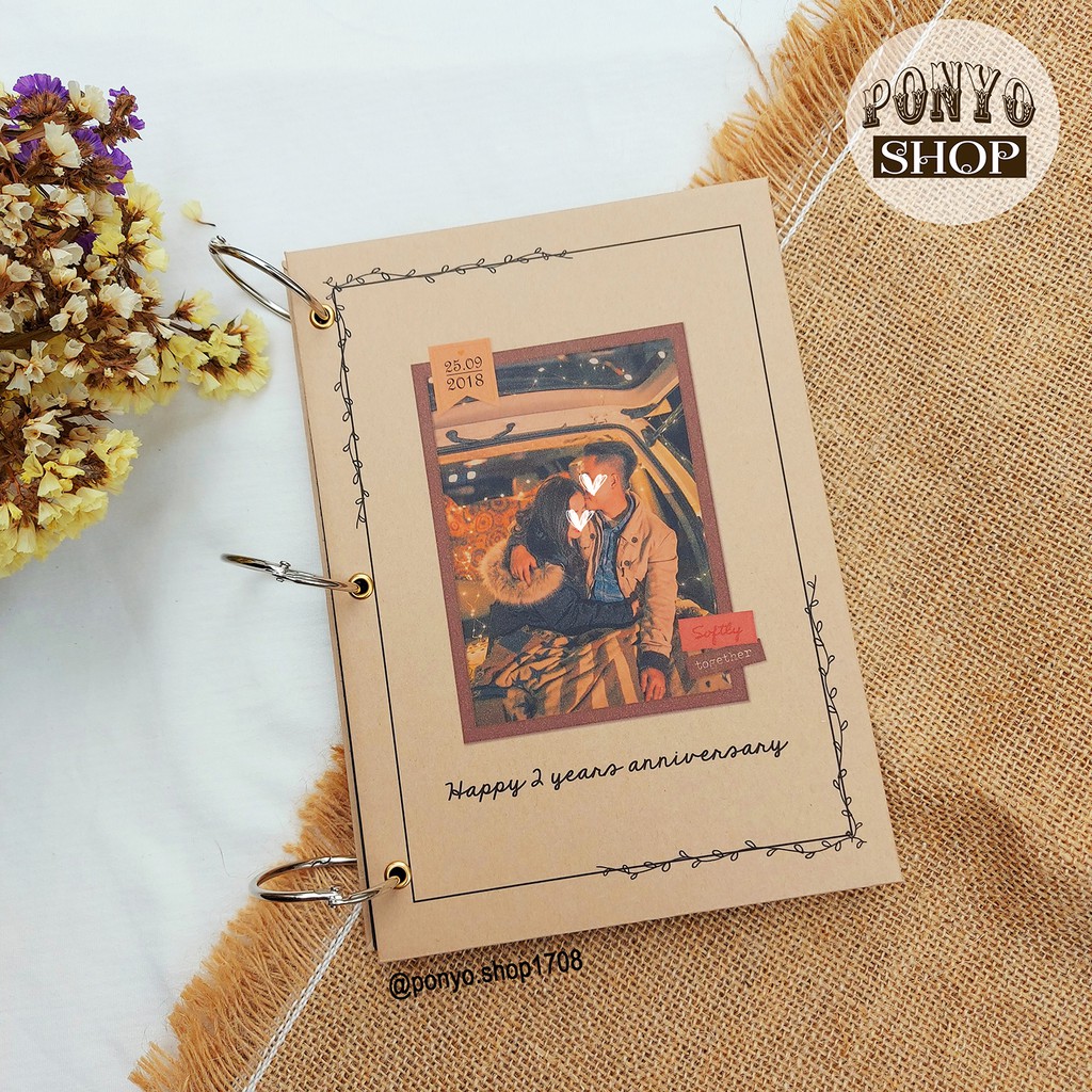 Sổ dán ảnh Scrapbook, khổ A5, gáy còng (In bìa theo yêu cầu)