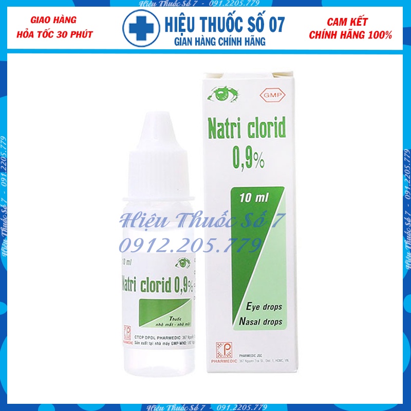 Dung dịch nhỏ mắt mũi Natri Clorid 0.9% Efticol, Bidiphar lốc 10 chai