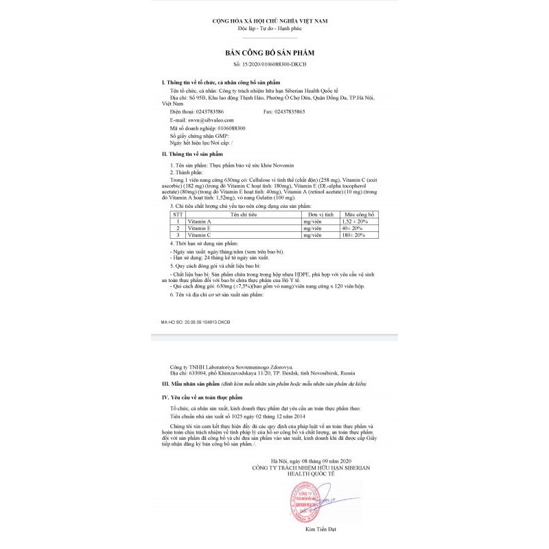 NOVOMIN SIBERI TĂNG CƯỜNG ĐỀ KHÁNG NHANH