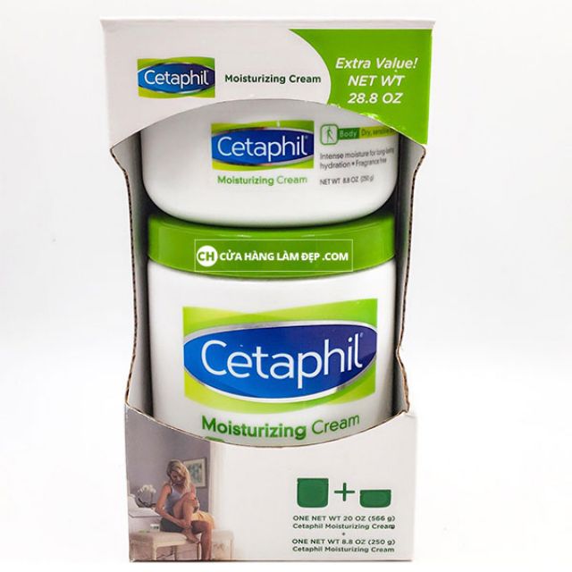 Set 2 kem dưỡng ẩm Cetaphil Moisturizing Cream 566g và 250g nhập từ Mỹ - Dưỡng ẩm và làm mềm da