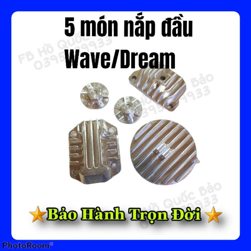 Bộ 5 món nắp đầu CNC nhôm nguyên khối gắn Wave/Dream