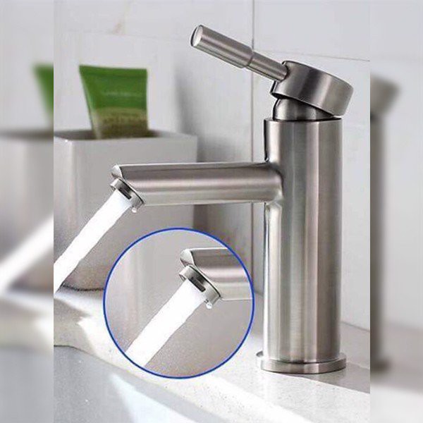 Vòi lavabo STN - 302 (KIỂU TRÒN) nóng lạnh vòi rửa mặt nóng lạnh inox 304 loại 1 cao cấp