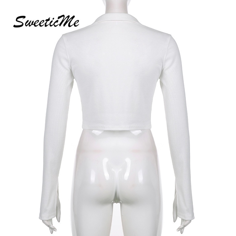 Sweeticme Áo Thun Trơn Tay Dài Có Túi 2021