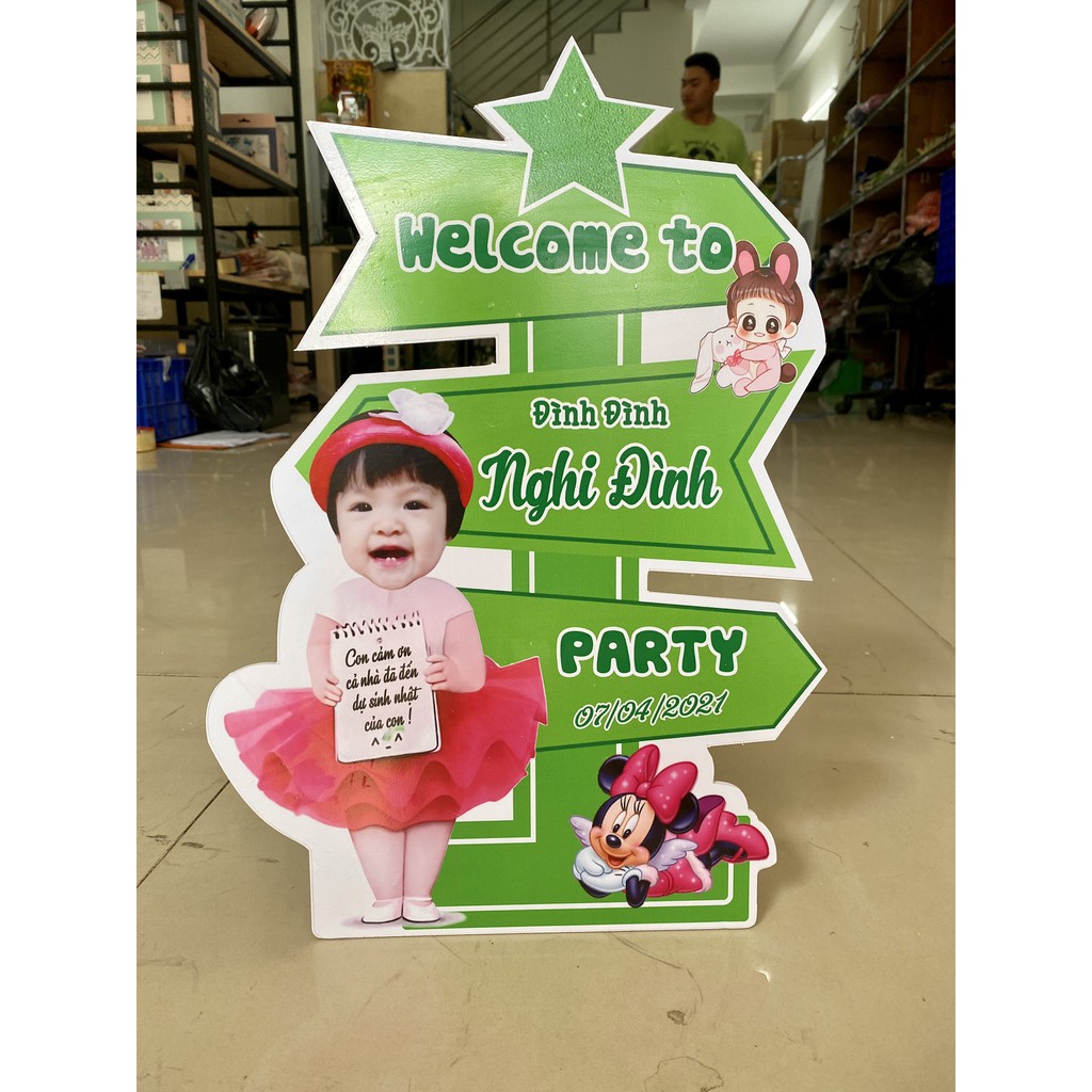 Ảnh Chibi Cho Bé Và Cây Welcome Trang Trí Sinh Nhật, Trang Trí Thôi Nôi ABSHOP COM VN