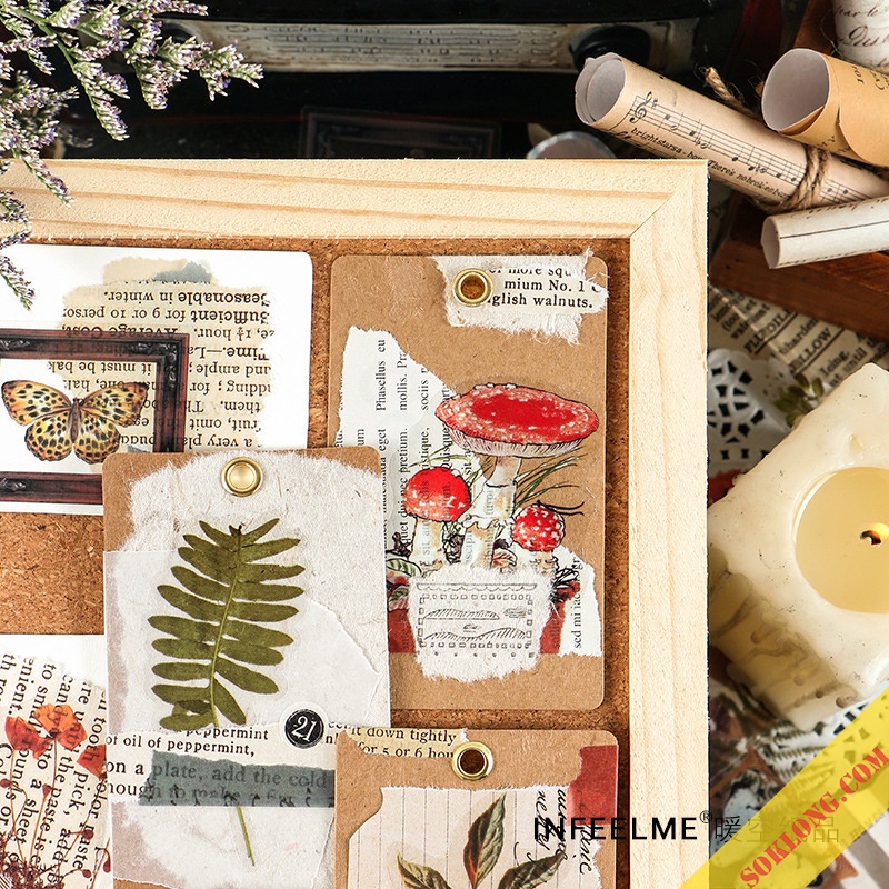 Bộ 40 Sticker hoa lá cỡ lớn trong suốt dán trang trí sổ tay, album, thiệp Tuệ Minh