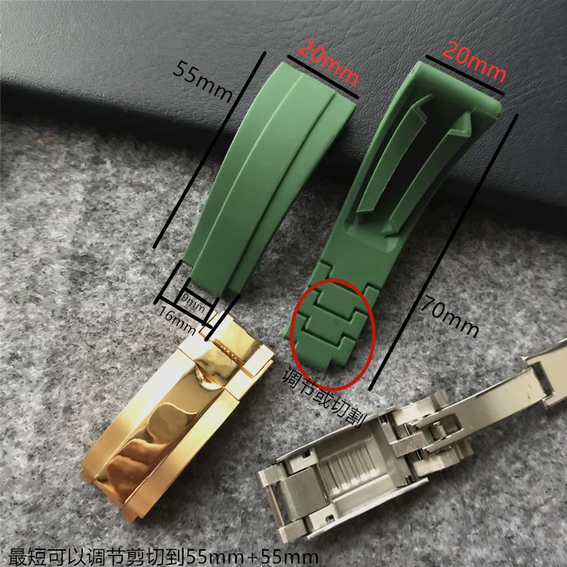 Rolex Dây đeo đồng hồ bằng cao su màu xanh đen 0715 cho thuyền kayak