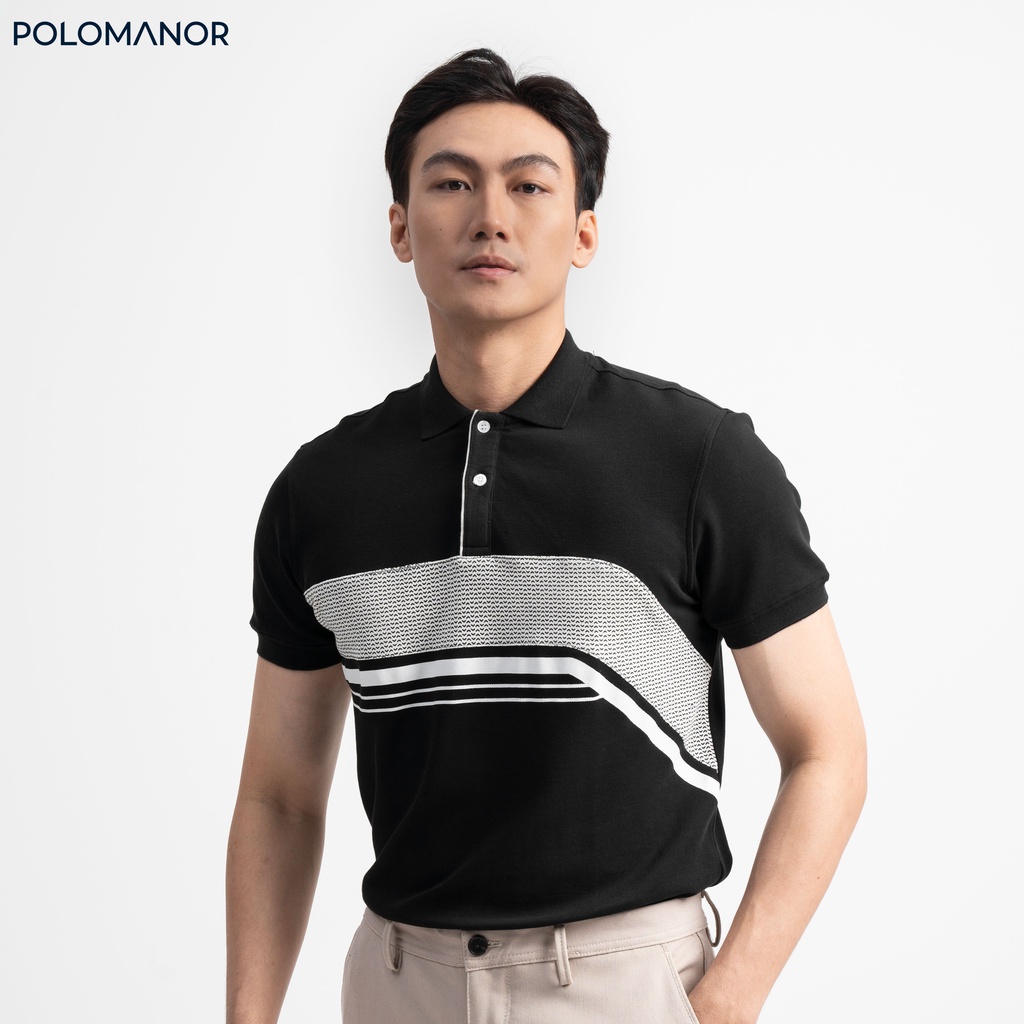 Áo Polo nam phối HALAND vải cá sấu cotton CMC, nam tính, thanh lịch, sang trọng - POLOMANOR