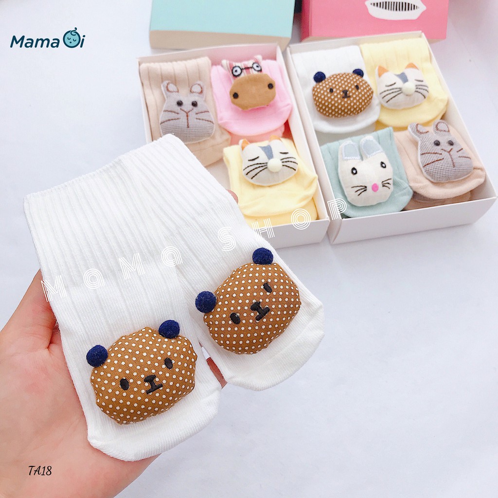 TA18 Hộp tất thú 4 đôi ấm áp cho bé của Mama Ơi-Thời trang cho bé