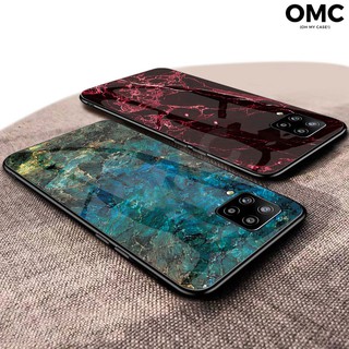 Ốp Lưng Kính Cường Lực Họa Tiết Cẩm Thạch Cho Samsung Galaxy A12