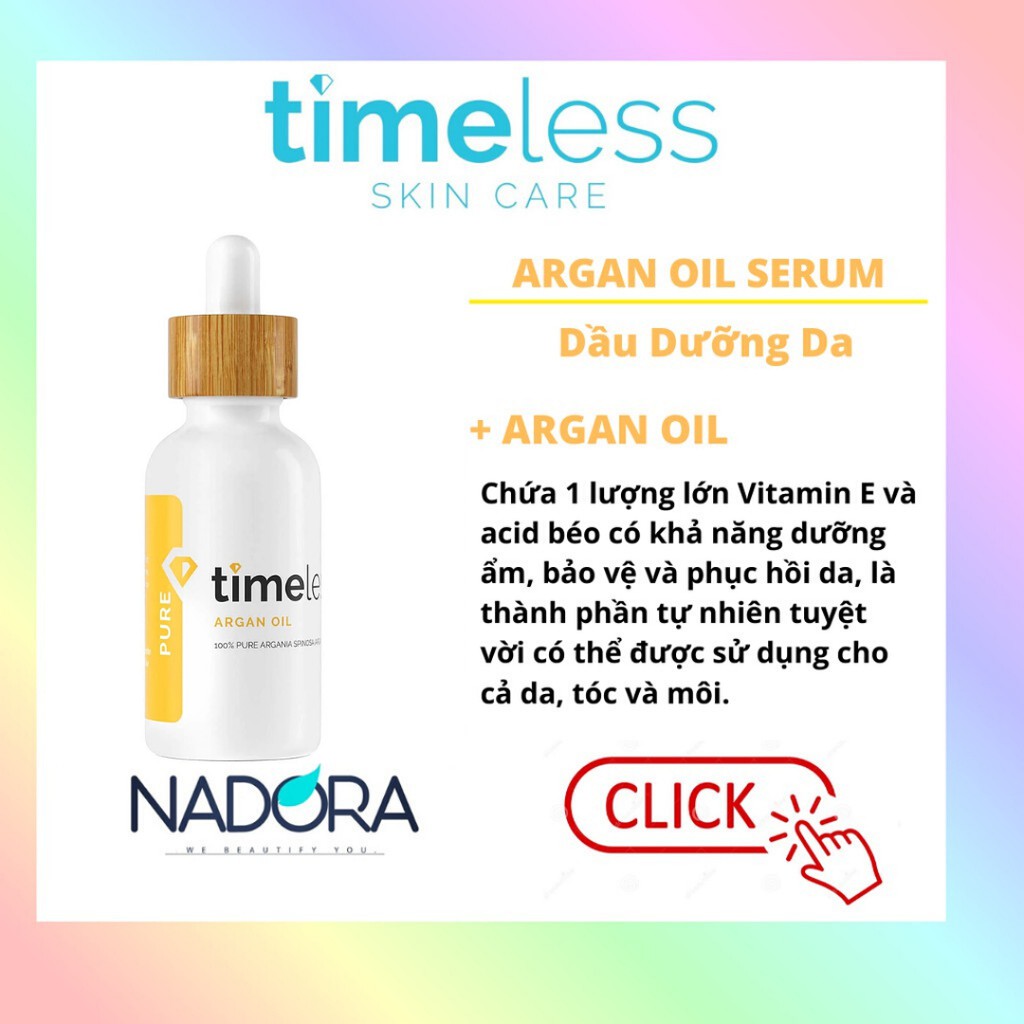 Dầu Dưỡng Tổng Hợp Timeless Argan Oil Pure (30ml)