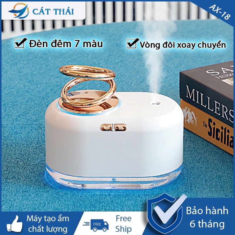 Máy tạo ẩm Cát Thái AX-18 phun sương liên tục 7h, vòng đôi xoay chuyển huyền ảo, dung tích 300ml - Bảo hành 6 tháng