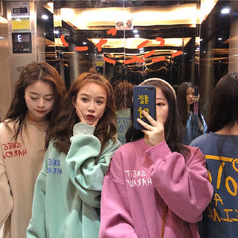 Áo nỉ Hoodie , unisex nam nữ, không mũ trùm, From rộng hàn quốc Cao Cấp Freesize- Hàng quảng châu