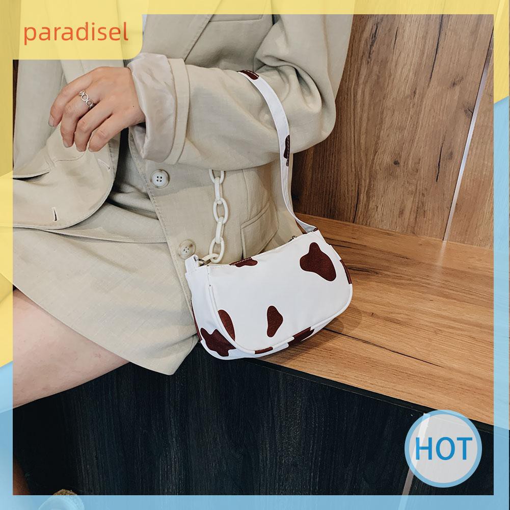 Túi Xách Đeo Vai Kẹp Dưới Cánh Tay Da PU In Họa Tiết Bò Sữa Thời Trang Dành Cho Bạn Nữ