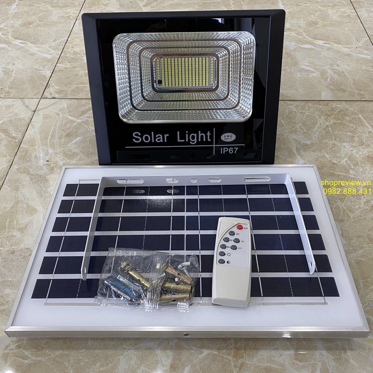 Đèn pha NLMT 100w cao cấp hiện đại sử dụng tấm pin năng lượng mặt trời thế hệ mới (DP30)
