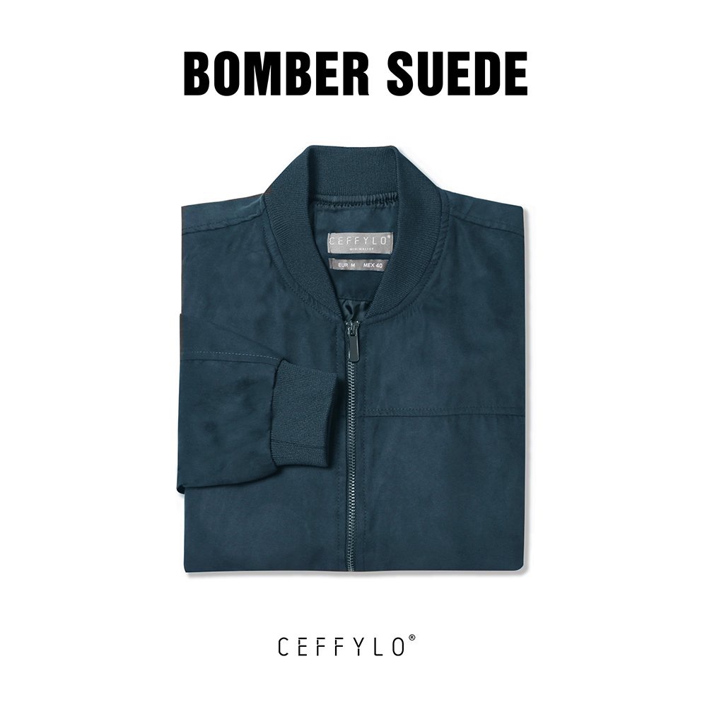 Áo Khoác Bomber Da Lộn Màu Xanh Navy Trơn CF, Chất Liệu Da Lộn, Mềm Mịn – CEFFYLO