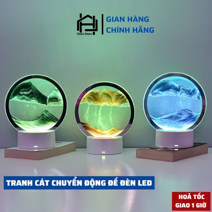 Tranh cát chuyển động 3D đèn LED, tranh cát chảy nghệ thuật trang trí làm quà tặng, đèn ngủ để bàn đầu giường