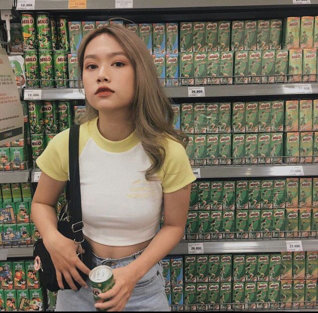 Áo croptop thun borip cao cấp tay ngắn phối màu cực đẹp