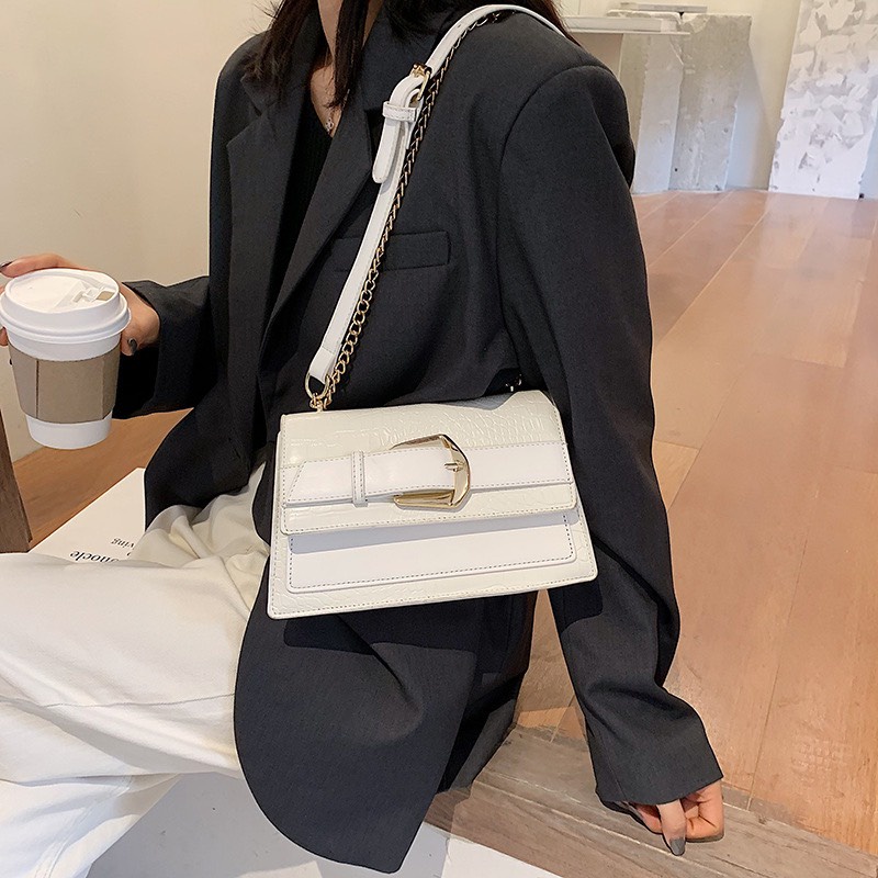 Túi xách nữ hottrend da vân rắn xinh Túi đeo chéo khóa đai ngang kiểu dáng vintage TX52