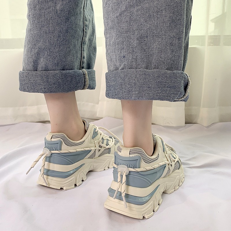 Giày thể thao độn đế thấp cổ nữ thông hơi thoáng khí , Giày sneaker nữ đế răng cưa  thấp cổ siêu hot