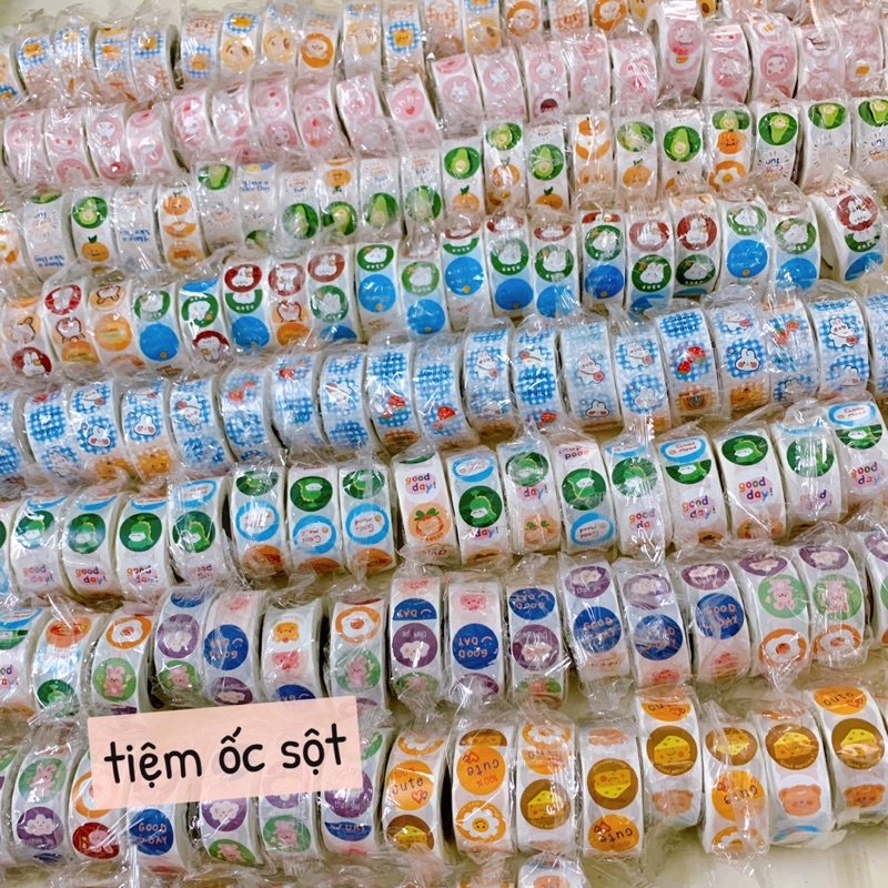 Cuộn 500 Tem Sticker Tròn Chibi, Tem Thank you- Tiệm Ốc Sột-ST060