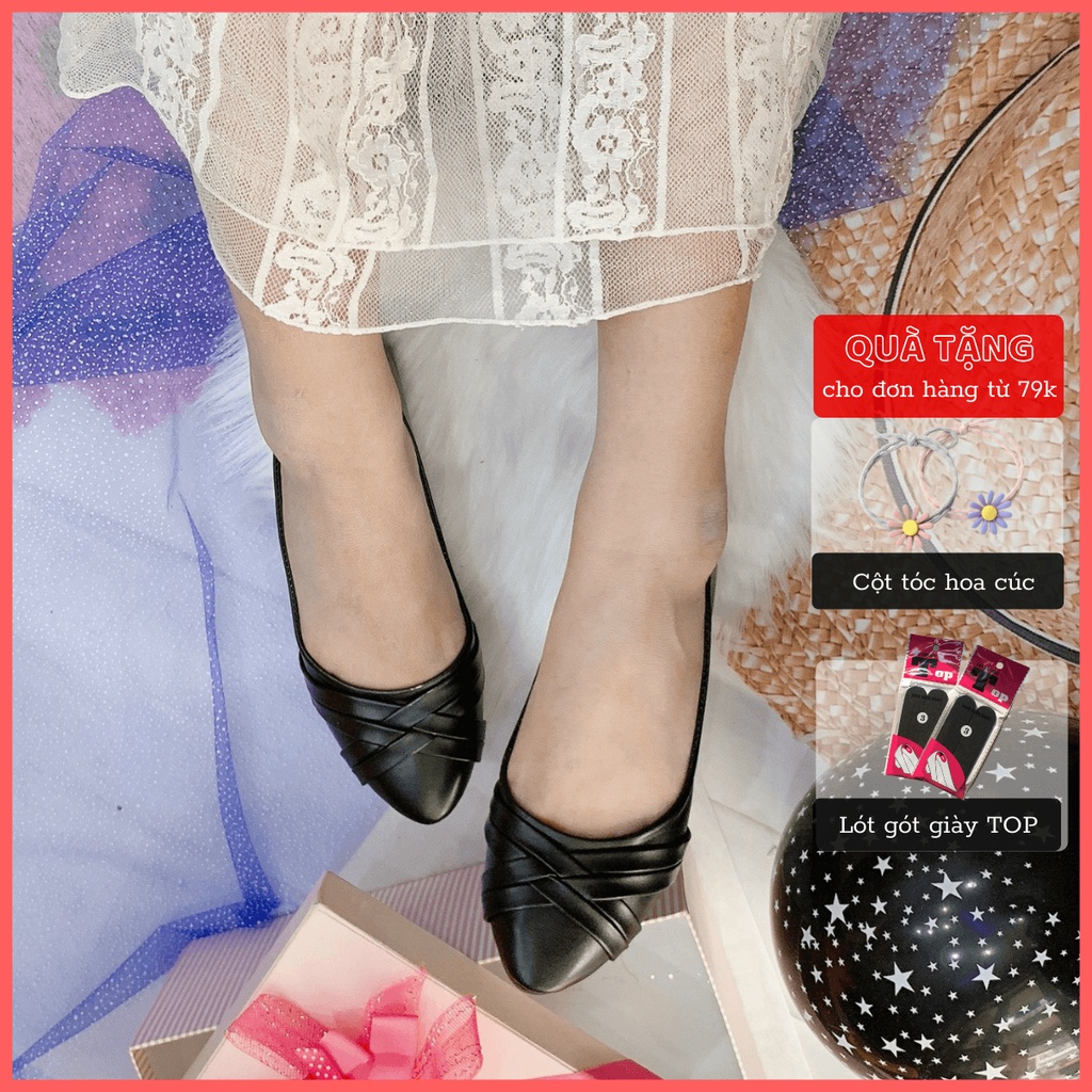 Giày Búp Bê Đế Bệt Mũi Nhọn Giày Nữ Bít Mũi Big Size Hoàng Thanh DN79