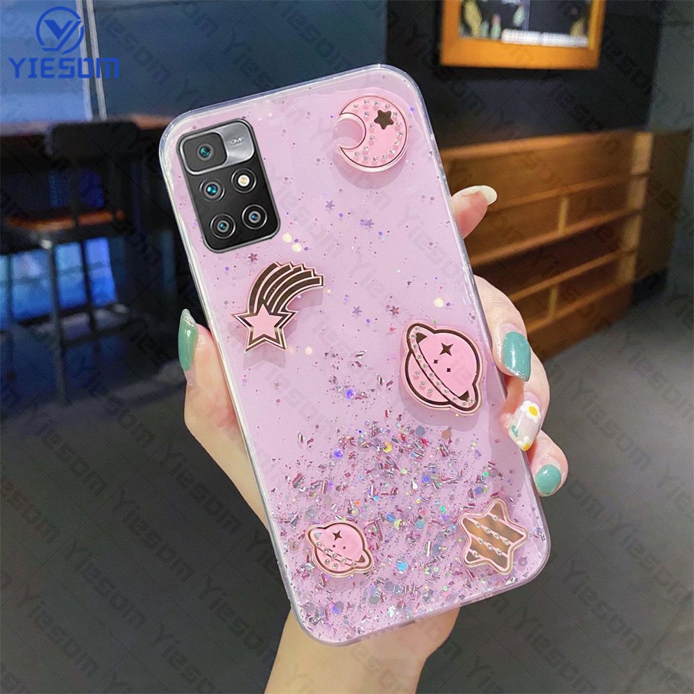 Ốp Điện Thoại Silicon Dẻo Trong Suốt Họa Tiết Hành Tinh Lấp Lánh Sang Trọng Cho Redmi 10 4G 10C 9T 9C 9A 9 K40 K30 K20 Pro