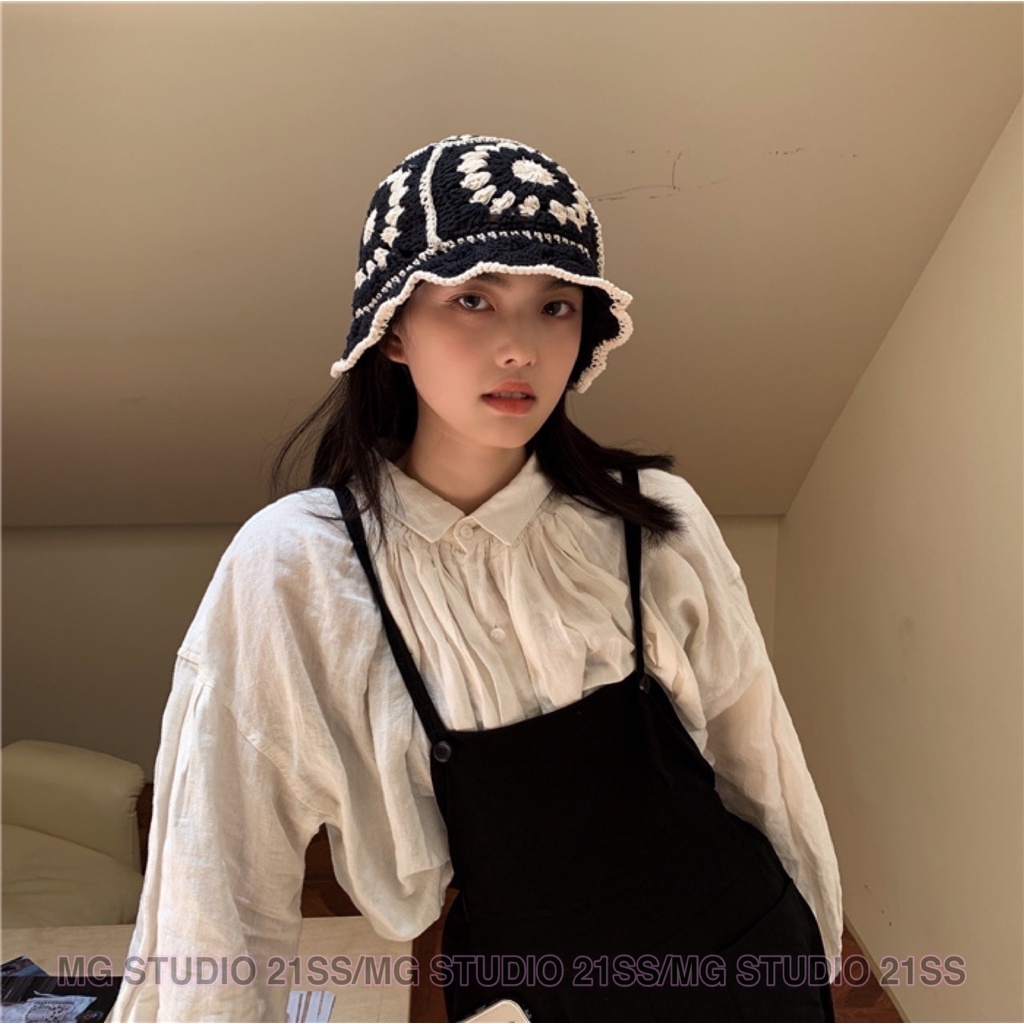Mũ tai bèo MG STUDIO đan thủ công hợp thời trang có 5 màu tùy chọn