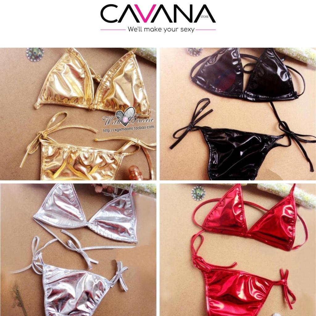 Bikini 2 mảnh, đồ bơi nữ sexy gợi cảm quần chíp tam giác da bóng ĐL14 - CAVANA STORE