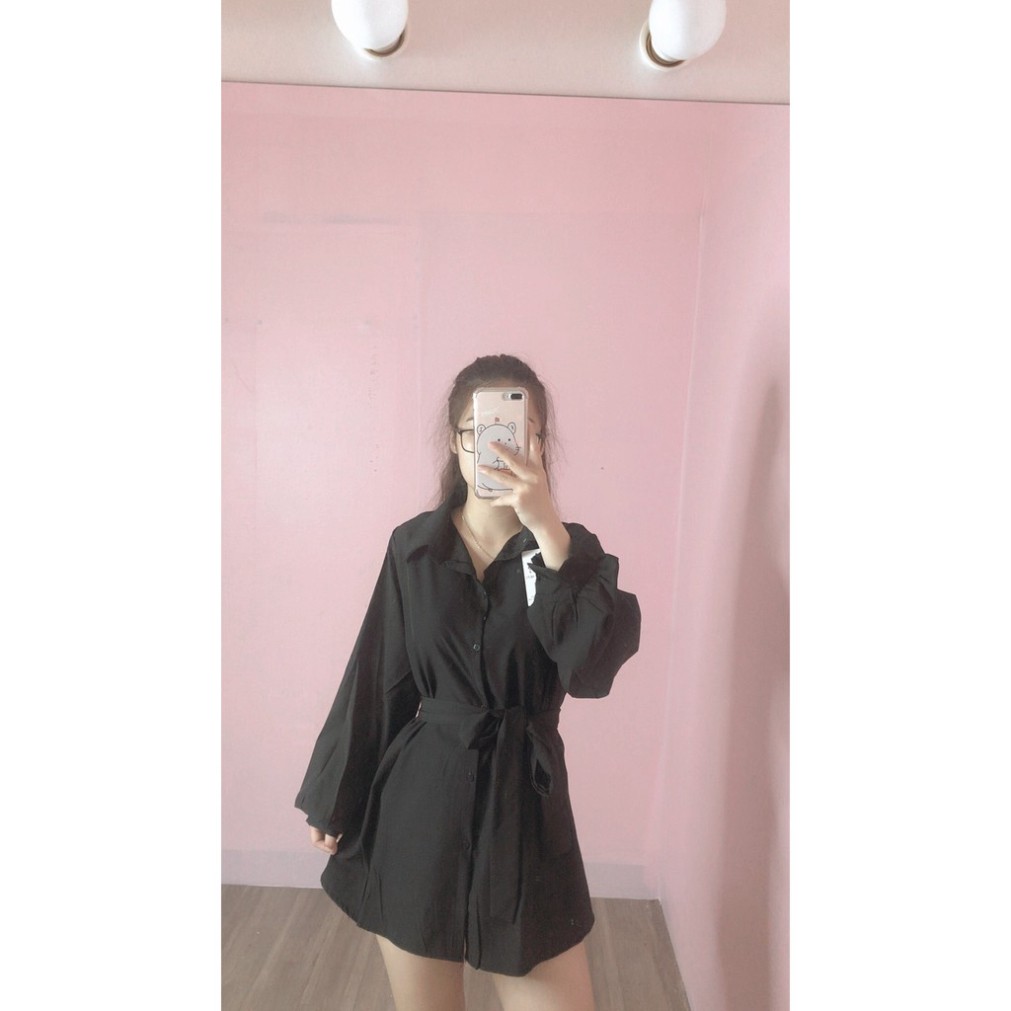 [QUÀ TẶNG LÀ KHẨU TRANG BẠN NHÉ] Set váy sơ mi / Set đồ nữ sơ mi dài tay quần đùi kèm đai dáng xòe | BigBuy360 - bigbuy360.vn