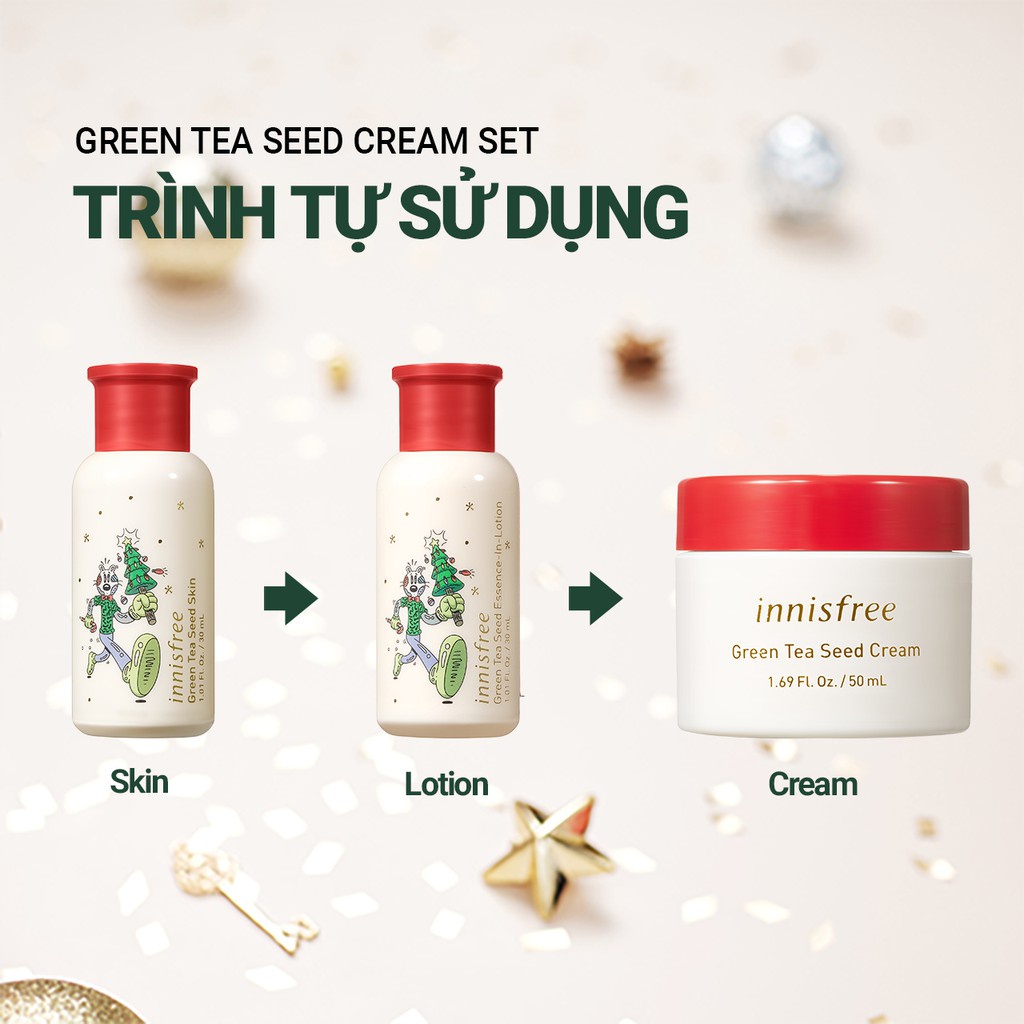 [Phiên bản Green Holidays] Bộ cấp ẩm và dưỡng da mịn màng trà xanh innisfree Green Tea Seed Cream Set