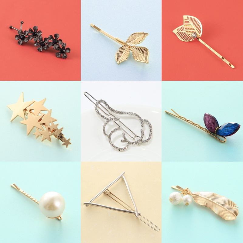 Kẹp tóc hình hoa nhỏ đính đá phong cách Retro Hàn Quốc