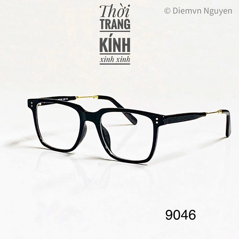 Gọng kính cận vuông nam nữ K9046, gọng cận thời trang cao cấp chất nhựa cốt kim loại, Form nhẹ và bền