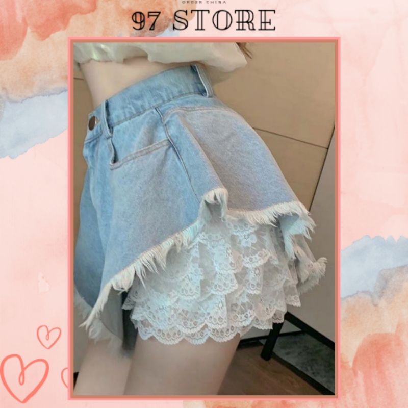 CÓ ẢNH THẬT_QUẦN SHORT JEAN KÈM QUẦN REN UZLLANG