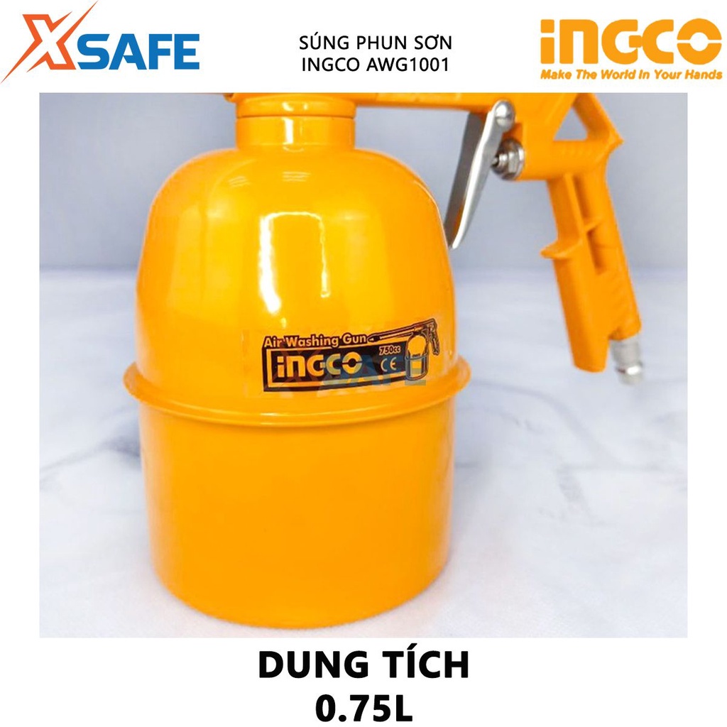 Dụng cụ châm nhớt INGCO AWG1001 - Dung tích 0.75L, phun sơn gỗ áp suất tự động 4 bar, đóng gói hộp màu