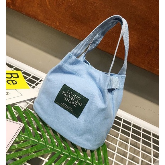 Túi Đựng Hộp Cơm Trưa Mini Vải Bố Có Dây Đeo Vai Có Thể Điều Chỉnh