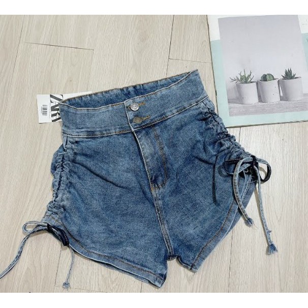 Quần short nữ rút dây 2 bên chất vải jeans cao cấp Cam Kết Hàng Y Hình + Clip Chính Chủ ( Size S, M, L, XL )