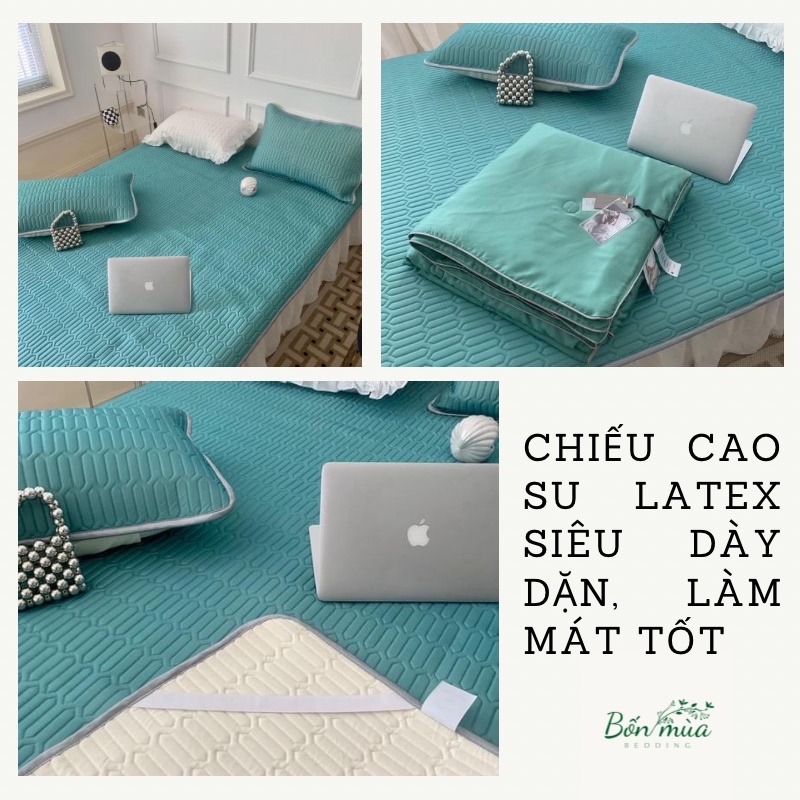 Bộ Chăn Chiếu điều hoà [MÁT TÊ TÁI] dùng mùa hè, chiếu điều hoà Latex dày dặn làm mát, kèm chăn hè tencel 60s siêu mát