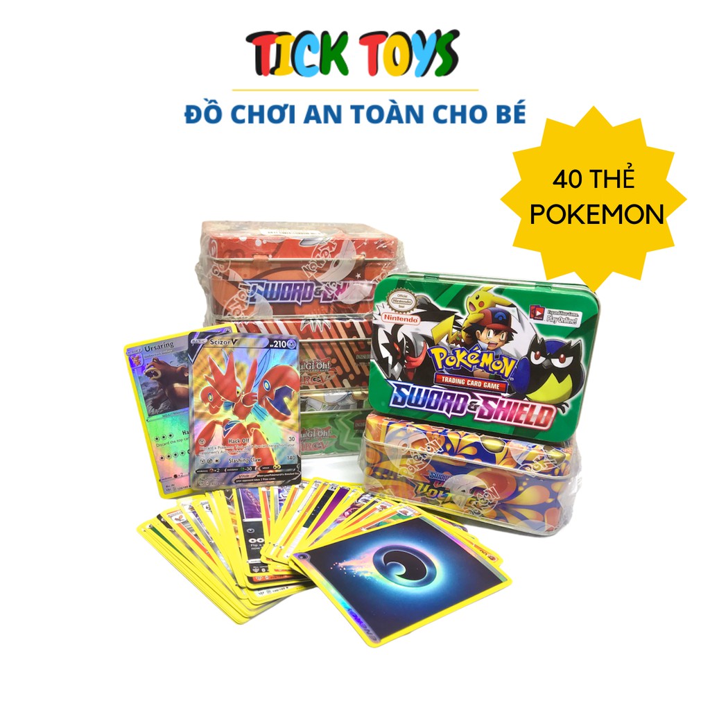 HỘP 40 THẺ BÀI POKEMON HỘP SẮT