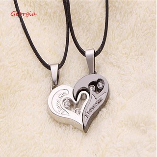 Set 2 Dây Chuyền Đôi Dây Da Mặt Trái Tim Rỗng Thời Trang Dành Cho Nam Và Nữ