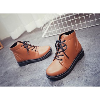 GIÀY BOOT CỔ THẤP CỘT DÂY CÁ TÍNH MÀU NÂU