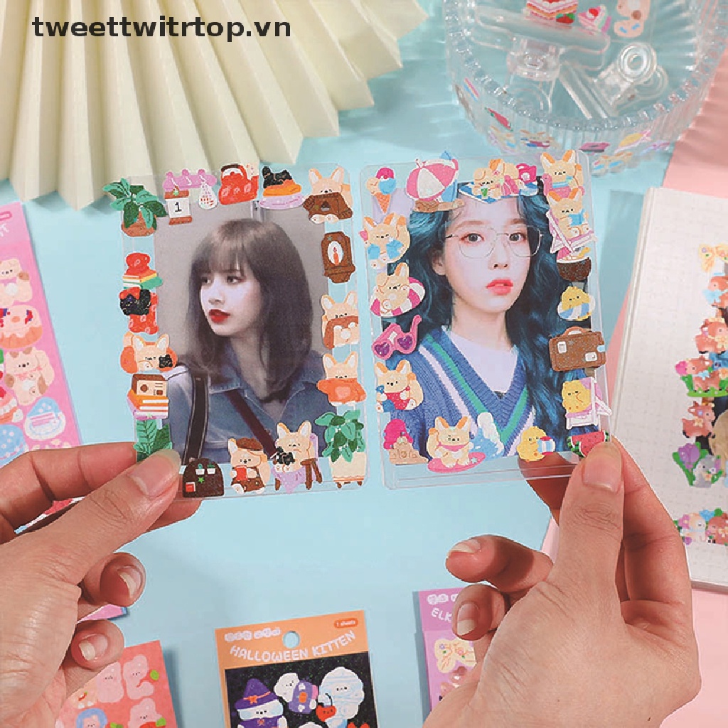 1 Tấm Hình Dán Mèo Lấp Lánh Trang Trí Sổ Tay DIY