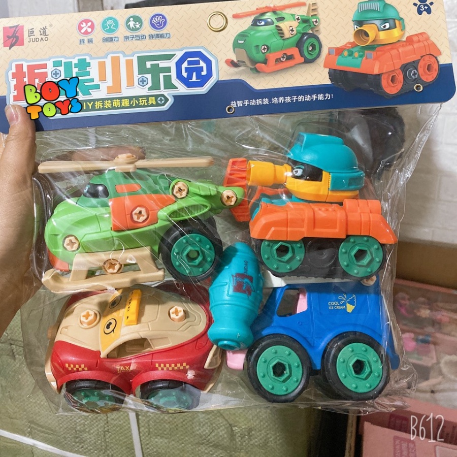 Bộ đồ chơi trẻ em xe kĩ thuật công trình cho bé tự lắp ráp, nhiều màu phát triển thị giác và khả năng thực hành của bé