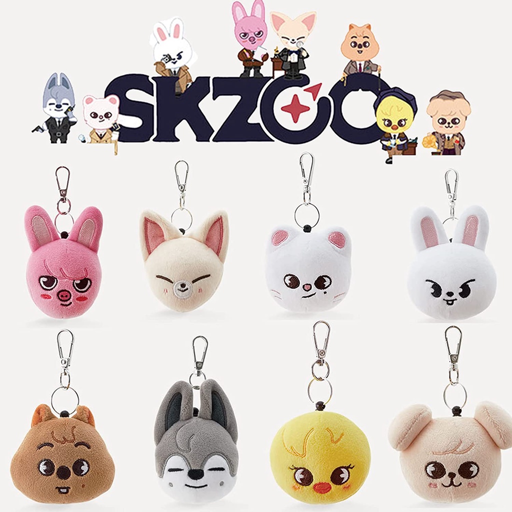 Móc Khóa Hình Thú Nhồi Bông Kpop Skzoo Leebit Jiniret Bbokari Dễ Thương 15cm