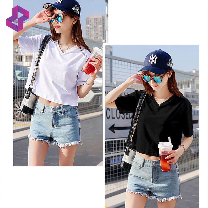 Áo Croptop Nữ Cổ Tim Tay Ngắn Molento Thun Cotton Co Giãn 4 Chiều Form Rộng Nhiều Màu Sắc - M57