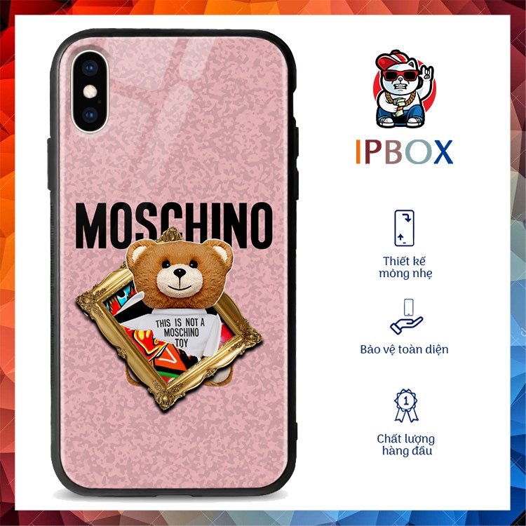 Ốp Độc In Hình Moschino Gấu Ted IPBOX 6/6S/6Plus/6S/Plus/7/8/7Plus/8Plus/X/Xsmax/11/Promax/Xr