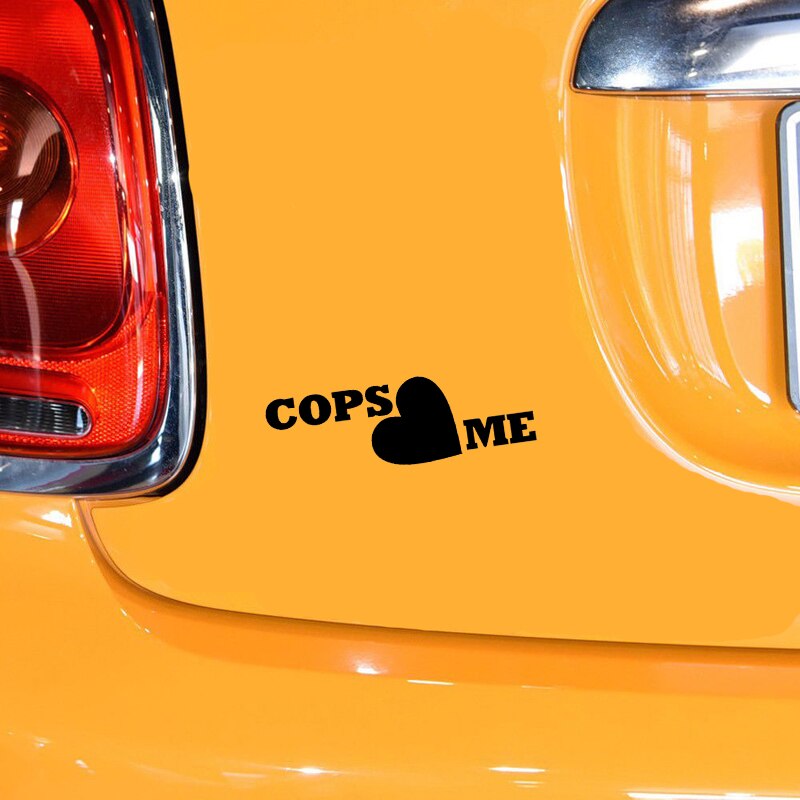 Decal dán trang trí xe hơi hoạ tiết COPS LOVE ME bằng chất liệu Vinyl kích thước 13.8CM*4.5CM