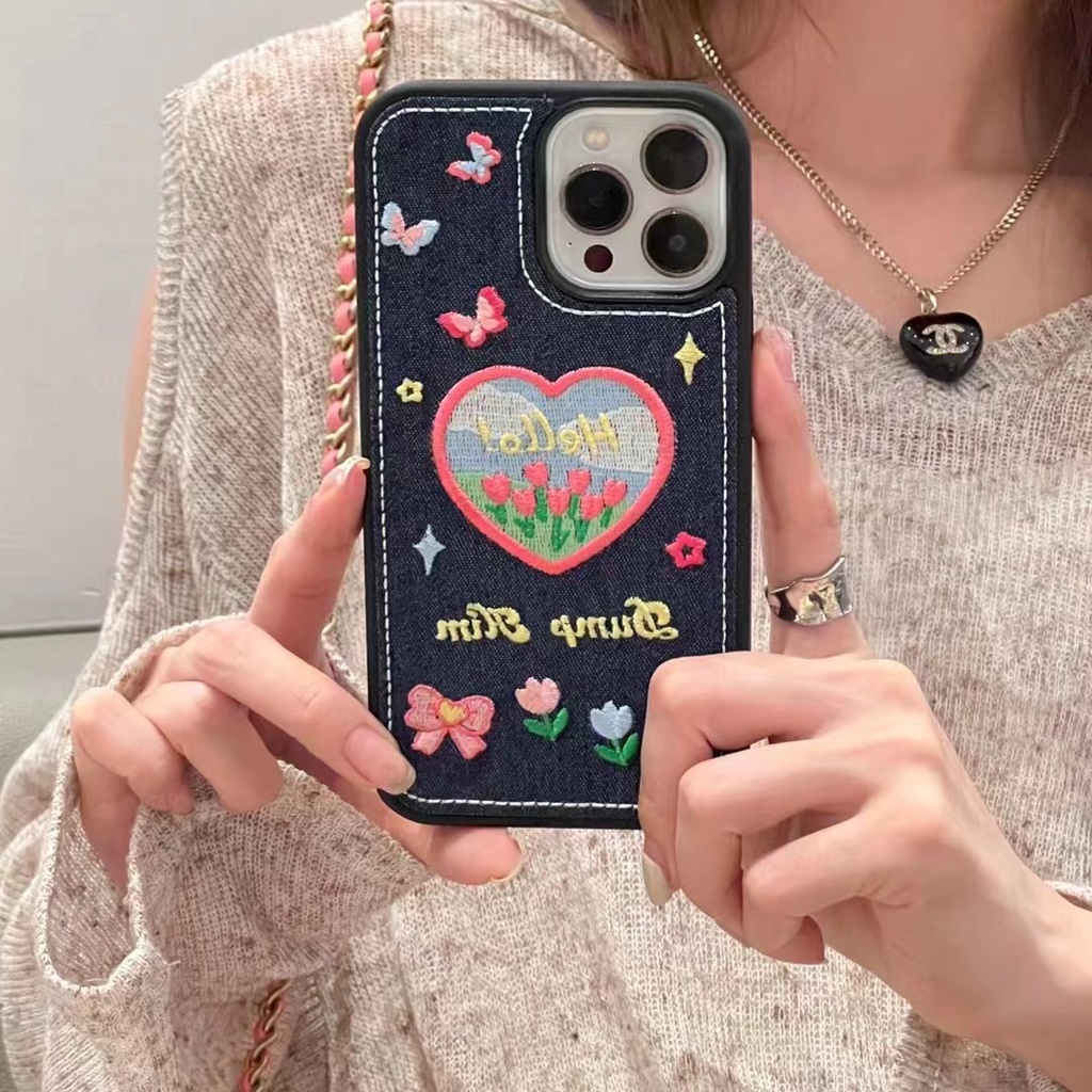 Ốp Điện Thoại tpu Mềm Thêu Họa Tiết Cho iPhone 13 13pro 13promax 11 11PROMAX 12 12PRO 12PROMAX 14 14promax 14pro